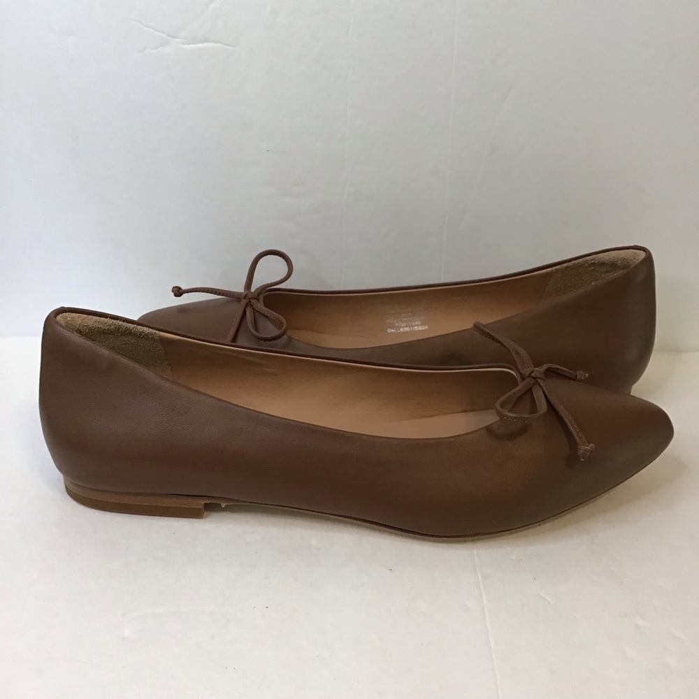QUINCE Women's Brown Italian Leather Bow Ballet Flats 9.5 - Picture 5 of 8